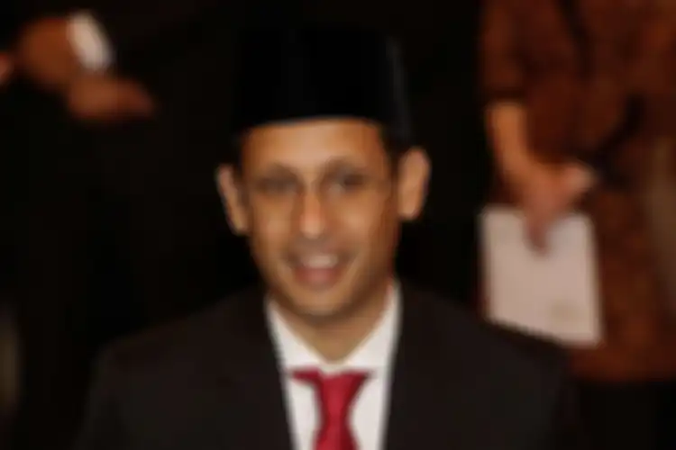 Nadiem Makarim saat pelantikan menteri Kabinet Indonesia Maju