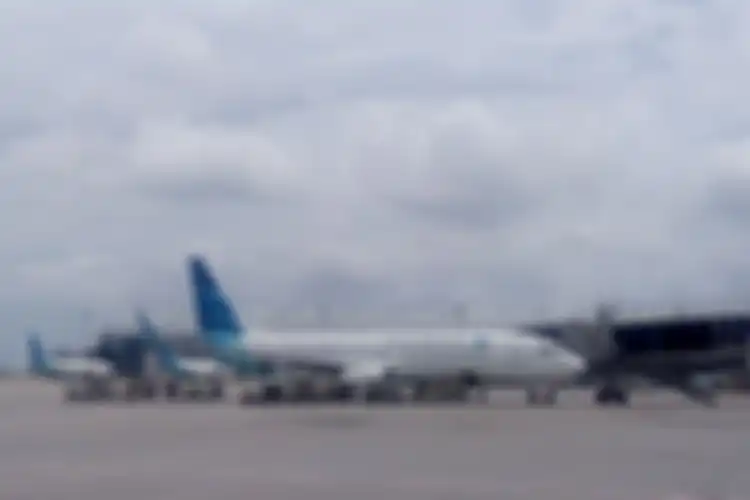 Pesawat Garuda Indonesia di apron Terminal 3 Bandara Soekarno-Hatta, Tangerang Banten, Minggu (10-2-2019) 