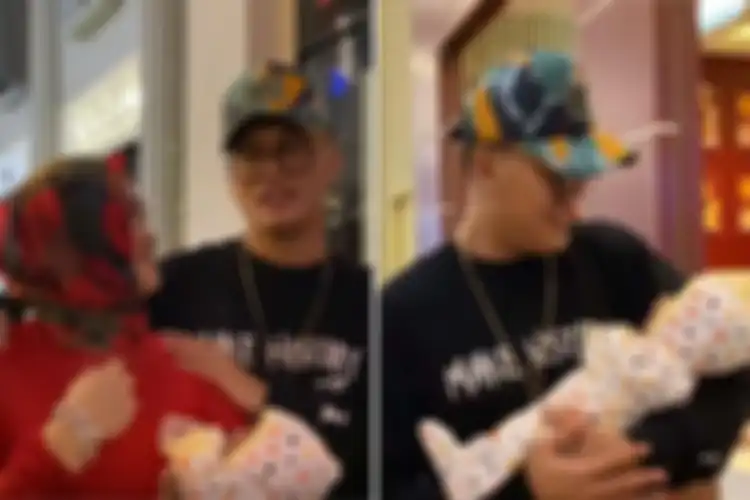 Kenangan Lina saat bersama Rizky Febian dan bayinya.
