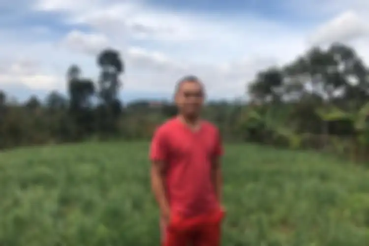 Ujang Margana (25), petani asal Cimenyan, Kabupaten Bandung, tengah mengecek kebun bawang miliknya, belum lama ini.