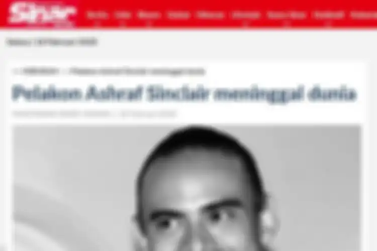 Tangkapan layar artikel soal meninggalnya Ashraf Sinclair di media Malaysia, Sinar Harian.