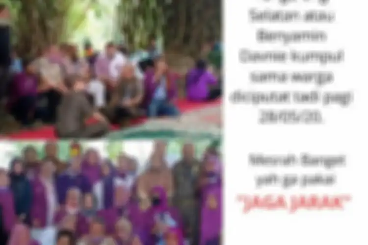 Sebuah foto Wakil Wali Kota Tangerang Selatan, Benyamin Davnie melanggar protokol kesehatan dengan tidak menjaga jarak, viral di jejaring pesan singkat. Foto tersebut terjadi saat Benyamin menghadiri halalbihalal di kawasan Jombang, Ciputat, Tangerang Selatan, Kamis (28/5/2020)