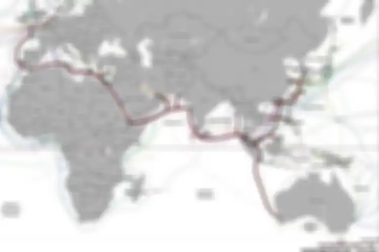 Ilustrasi kabel bawah laut SeaMeWe-3 yang menghubungkan Indonesia dengan beberapa negara di Asia. Sekitar 90 persen internet di Indonesia mengandalkan kabel bawah laut ini.