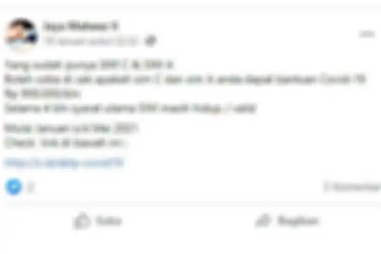 Unggahan hoaks pemilik SIM C dan A akan dapat bantuan Covid-19 Rp 900.000 dari Januari hingga Mei 2021 