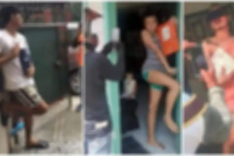 Contoh pose orang Filipina yang bergaya aneh-aneh saat menerima paket. 