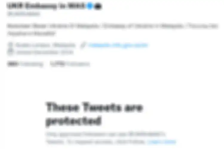 Tangkapan layar dari akun Twitter Kedutaan Besar Ukraina di Malaysia yang digembok, karena diserbu netizen Malaysia yang marah besar atas pencabutan medali emas atlet tolak peluru F20 di Paralimpiade Tokyo 2020, Muhammad Ziyad Zolkefli.