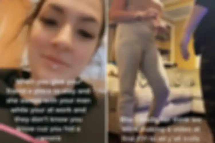 Tangkapan layar dari video TikTok Shauna, yang memergoki suaminya selingkuh dengan sahabatnya di rumah saat dia kerja.