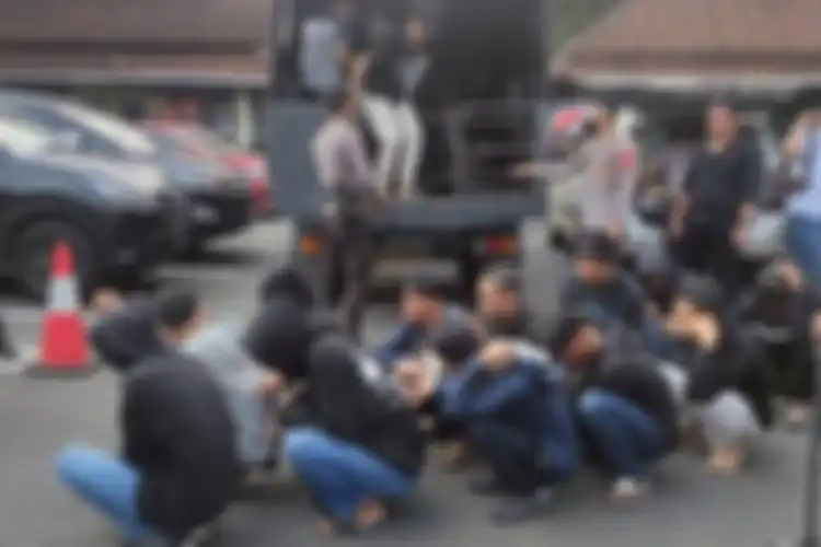 Anggota geng motor yang diamankan di Sat Reskrim Polresta Banyumas, Jawa Tengah, Senin (16/8/2022)