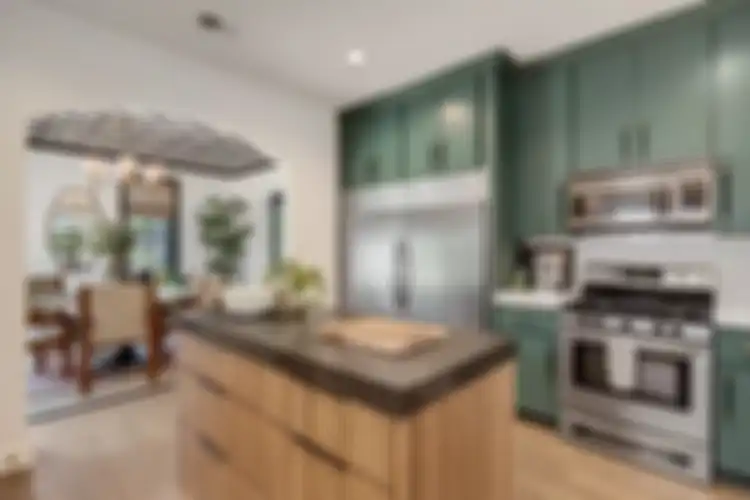 Kabinet dapur warna hijau sage