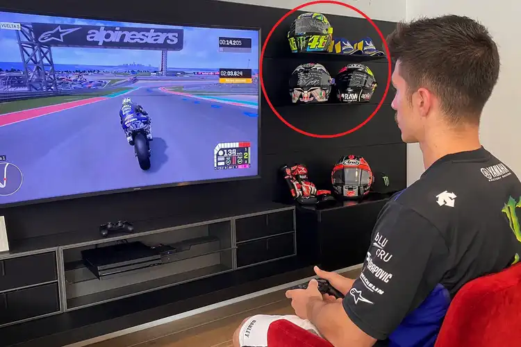 Bikin Salfok, Maverick Vinales Latihan Hadapi MotoGP Virtual Race, Kok Ada Helm Pembalap Lain Sih?