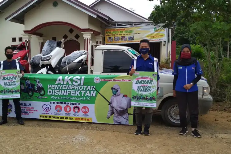 Wih Keren Nih, Peduli  Pandemi Virus Corona,  Yamaha Jambi Road Show Bagikan 1000 Masker Dan Semprot Disinfektan 100 Titik Ini