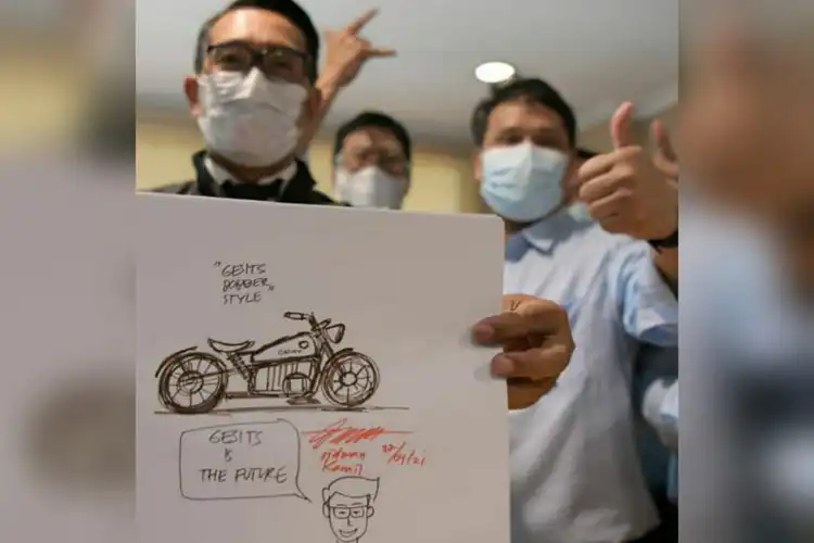 Wow, Ridwan Kamil Bikin Desain Motor Listrik Bergaya Bobber Klasik Bareng Gesits