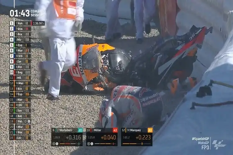 Video Marc Marquez Crash Horor di FP3 MotoGP Spanyol 2021, Begini Kondisinya