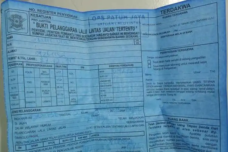 Ketahui 5 Warna Surat Tilang Ternyata Ada yang Bisa Dinego Agar Dendanya Ringan dan Tak Mahal