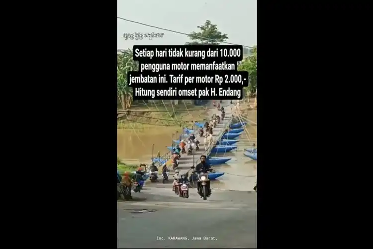 Video Jembatan Perahu di Karawang, Tarif Rp 2 Ribu Dilewati 10.000 Lebih Motor Tiap Hari