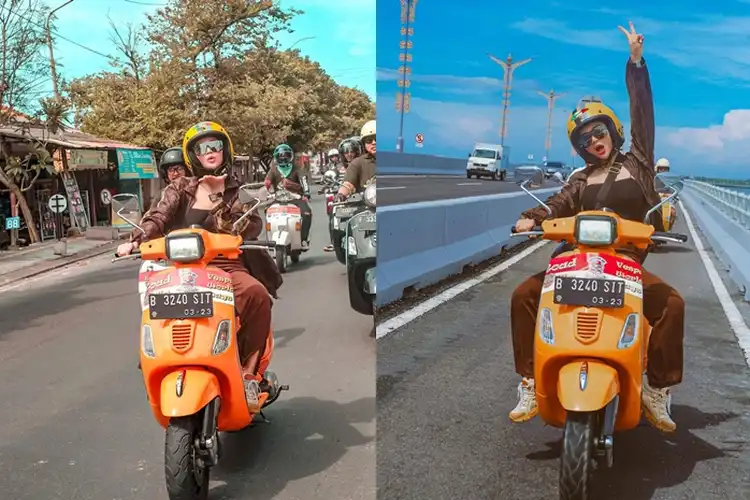 Aksi Wika Salim Naik Motor Vespa Pakai Baju Seksi, Netizen: Ayang Aku Cantik Banget