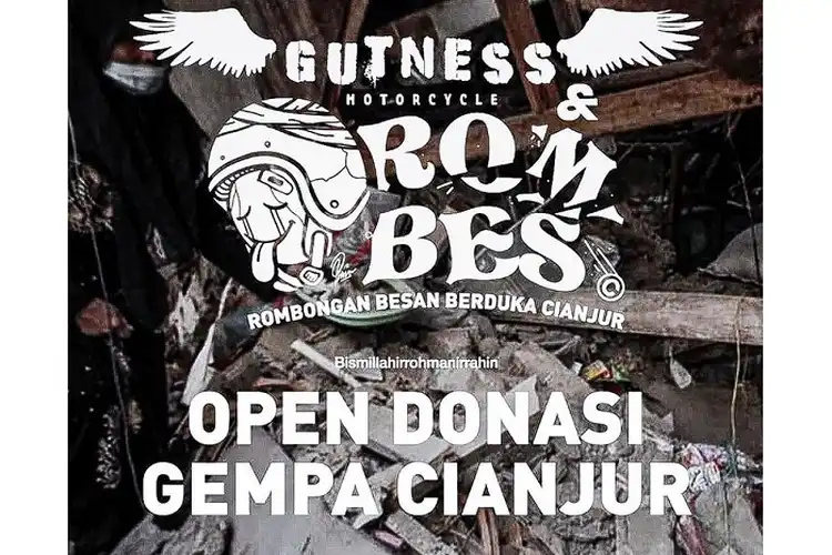 Gutness Motorcycles Dan Rombes Open Donasi Untuk Korban Gempa Di Cianjur