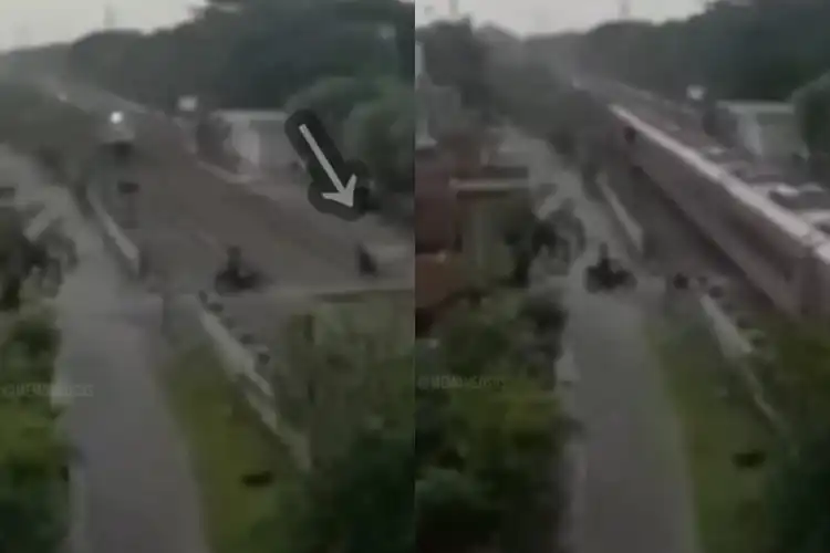 Viral Penjaga Palang Kereta Api Selamatkan Pemotor Di Lamongan, Terjatuh Sampai Patah Kaki