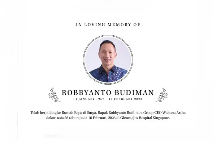 Kabar Duka, Pemilik Main Dealer Wahana Makmur Sejati, Robbyanto Budiman Meninggal Dunia