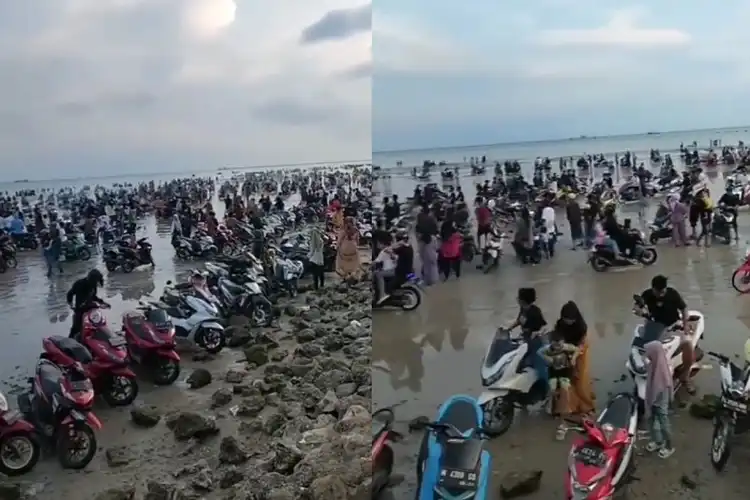 Ratusan Motor Matic 'Healing' di Pantai Camplong Madura, Netizen: Bengkel Senang Lihat Beginian