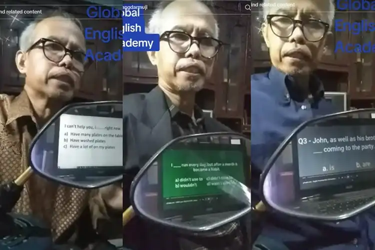 Ajari Bahasa Inggris Pakai Spion Motor di TikTok Pak Dadang Banjir Pujian Netizen