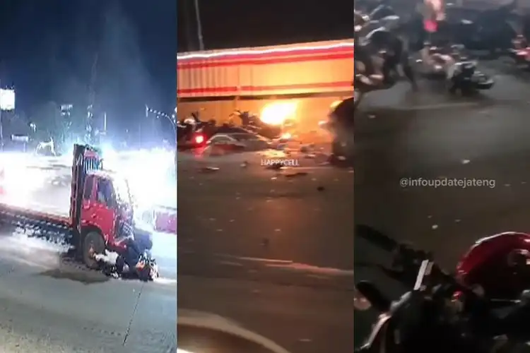 Kerugian Rp 90 Juta, Truk Tabrak Motor dan Mobil di Bawen Ada yang Sampai Terbakar