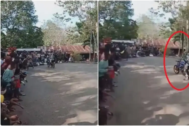 Ngeri Video Pembalap Hilang Kendali di Road Race Atambua, 5 Penonton Terkapar di Aspal