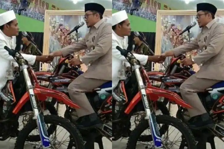 Unik Ijab Kabul Naik Motor Trail Saksi Geber Gas Saat Bilang Sah di Magelang