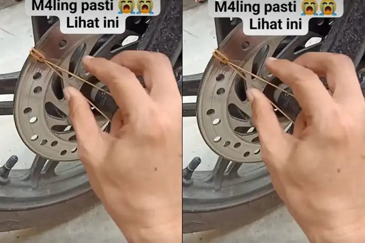Video Mengamankan Motor Modal Karet Gelang Saat Salat Tarawih, Maling Bisa Nangis?