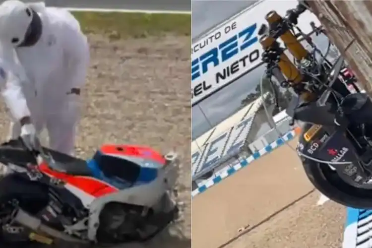 Ngeri Pembalap Moto2 Rival Mario Aji Kecelakaan Hebat di Sirkuit Jerez, Motor Terbelah Dua