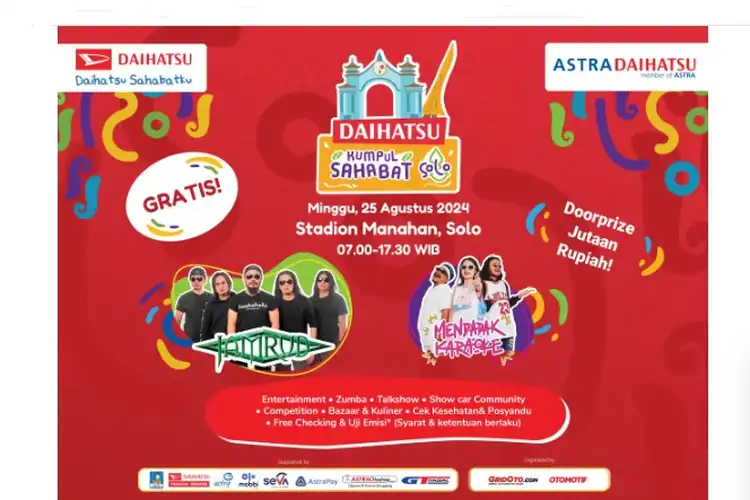 Catat Rundown Acara Daihatsu Kumpul Sahabat Solo, Tebar Hadiah Uang Jutaan Rupiah