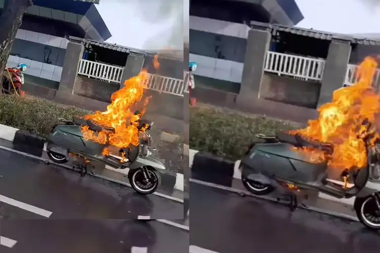 Nangis Motor Royal Alloy Terbakar di Depan Gedung Kemenpora Jakarta, Harga Lebih Mahal dari Yamaha XMAX