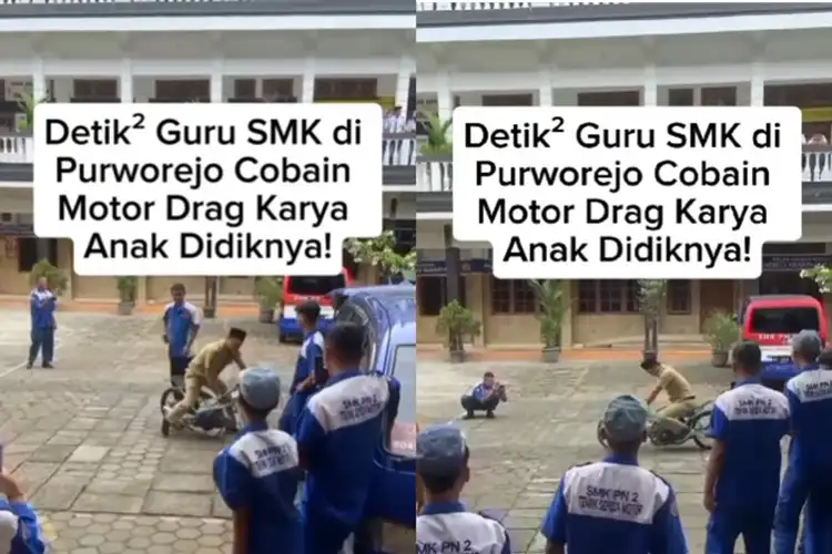 Video Guru SMK Jajal Motor Drag Garapan Muridnya di Purworejo, Auto Banjir Pujian dari Netizen