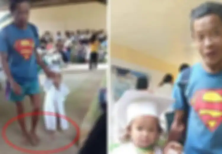 Tanpa Rasa Gengsi, Ayah Ini Hadiri Wisuda Putrinya Tanpa Mengenakan Alas Kaki