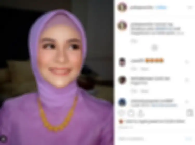 Kecantikan Priska saat tampil dengan make up