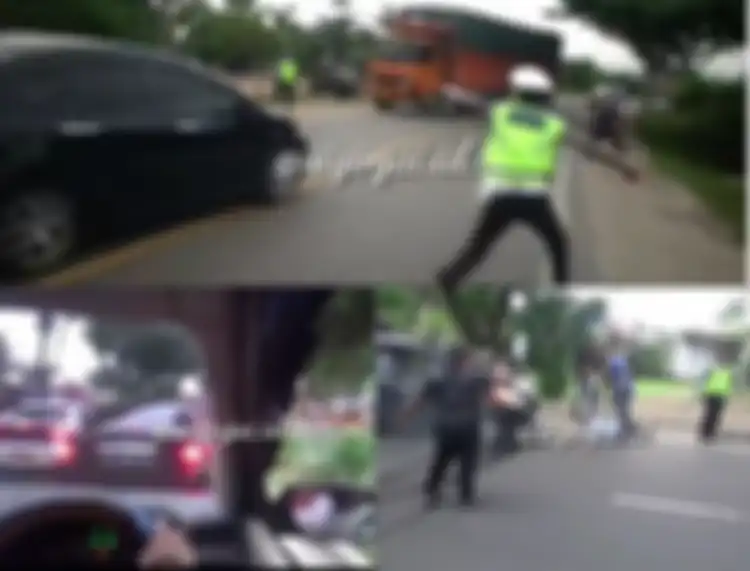 Seorang pengendara nekat terobos razia polisi