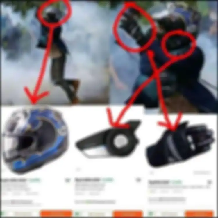 Viral pendemo memakai outfit bikers sultan, seperti Helm Arai RX-7X 