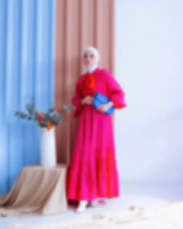 OOTD hijab warna fuschia