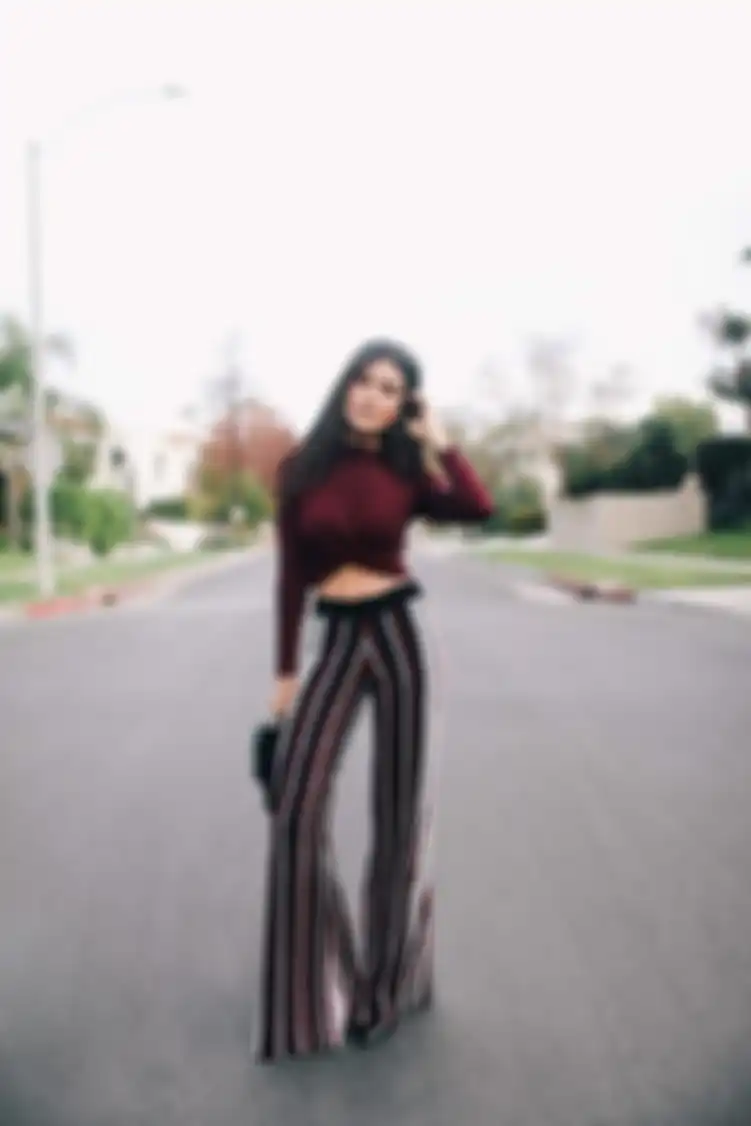High waisted striped wide leg pants