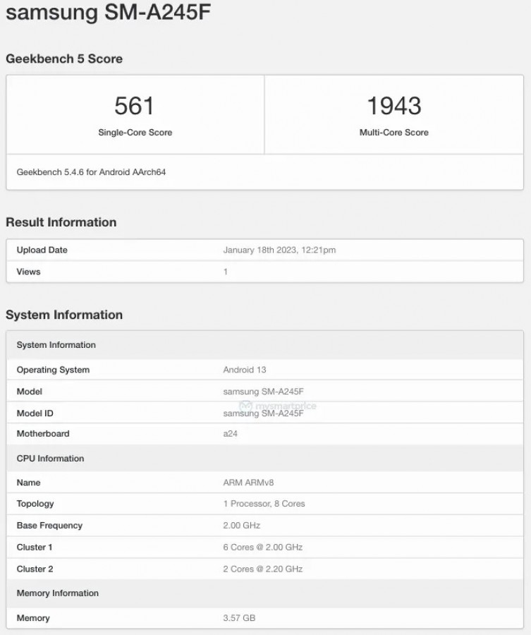 Samsung Galaxy A24 hadir pada situs Geekbench.