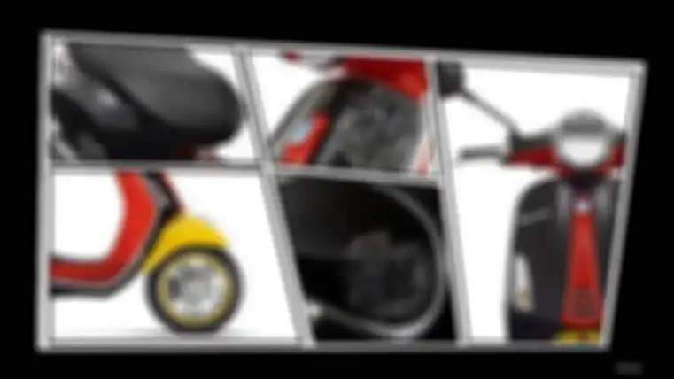 Disney Mickey Mouse Edition by Vespa dibalut kelir hitam, merah dan kuning, serta grafis putih siluet Mickey Mouse.