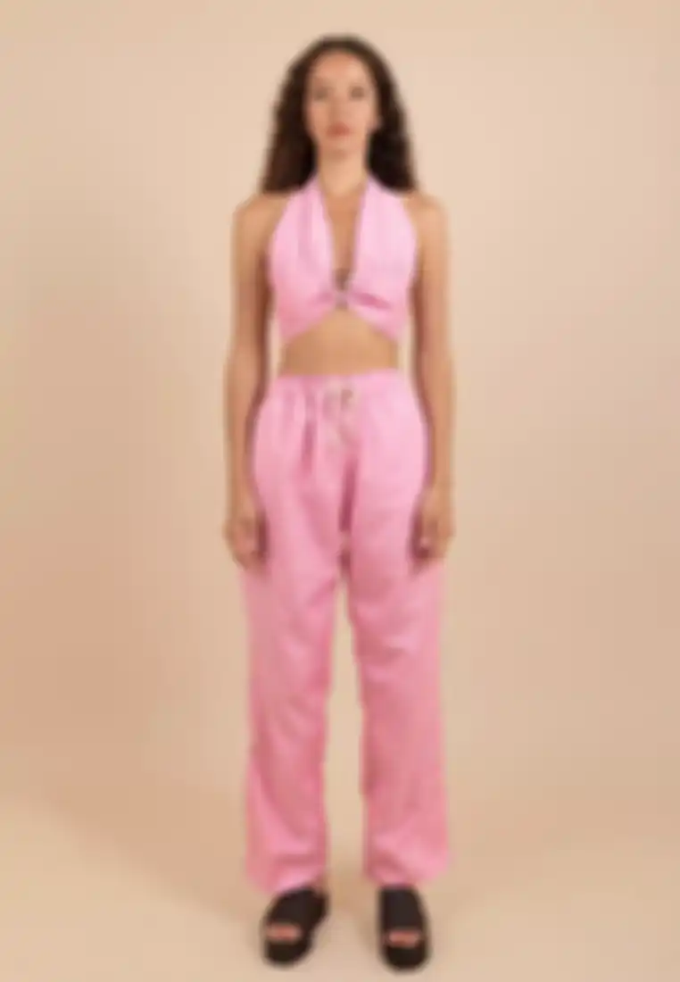 Earth Circus Amafi Top & Pajama Cotton Pants- Pink Stripes