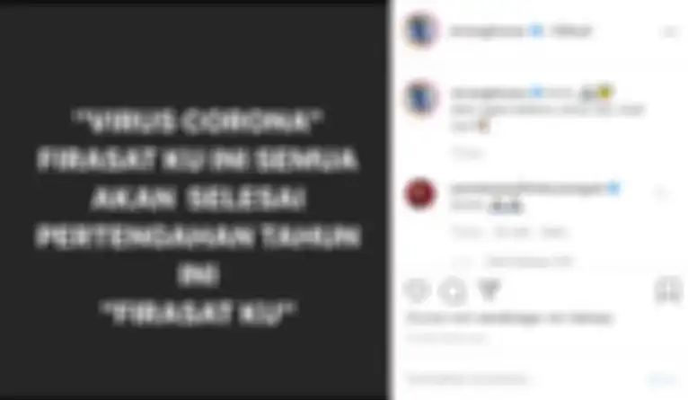 Unggahan Wirang Birawa soal firasat virus corona akan berakhir.