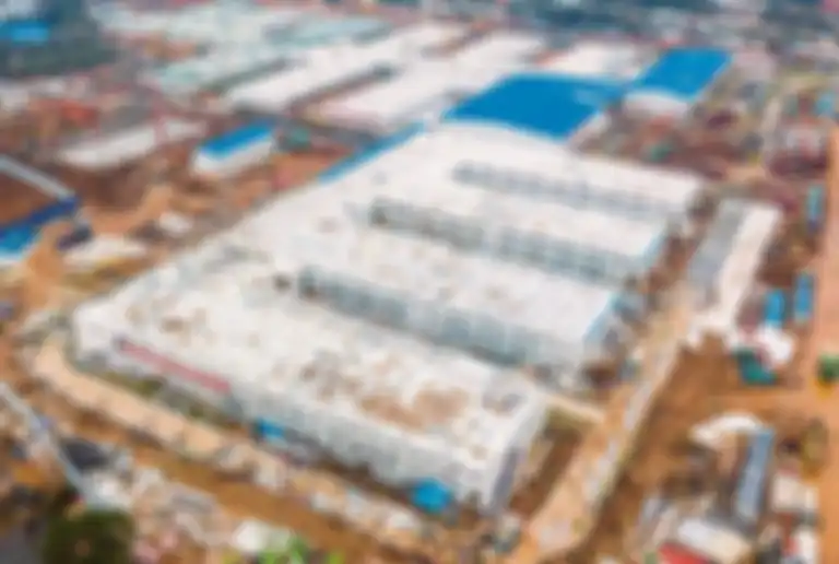 Penampakan luar rumah sakit instan yang sengaja dibangun untuk mengatasi pasien virus corona di Wuhan, China.