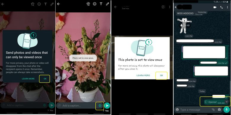 Tampilan fitur View Once di WhatsApp  