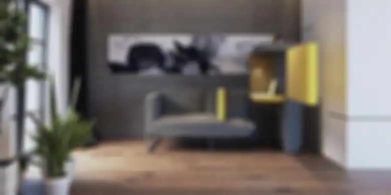 Sofa klasik berbentuk L yang bisa diubah jadi sofa bed dan meja kerja. (JAK Studio)