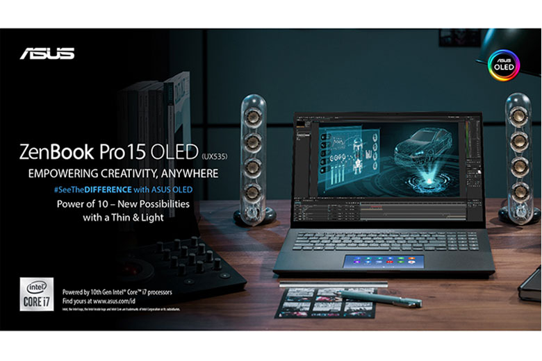 Tampilan layar Asus ZenBook Pro 15 OLED. 