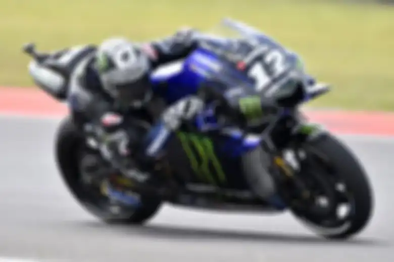 Maverick Vinales di atas Yamaha M1 di latihan resmi MotoGP Argentina 2019 di sirkuit Termas de Rio Hondo