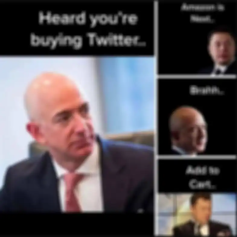 Meme kocak Elon Musk mau beli Amazon.