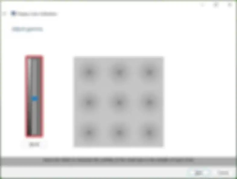 Pengaturan intonasi layar Gamma di Display Color Caliberation. 
